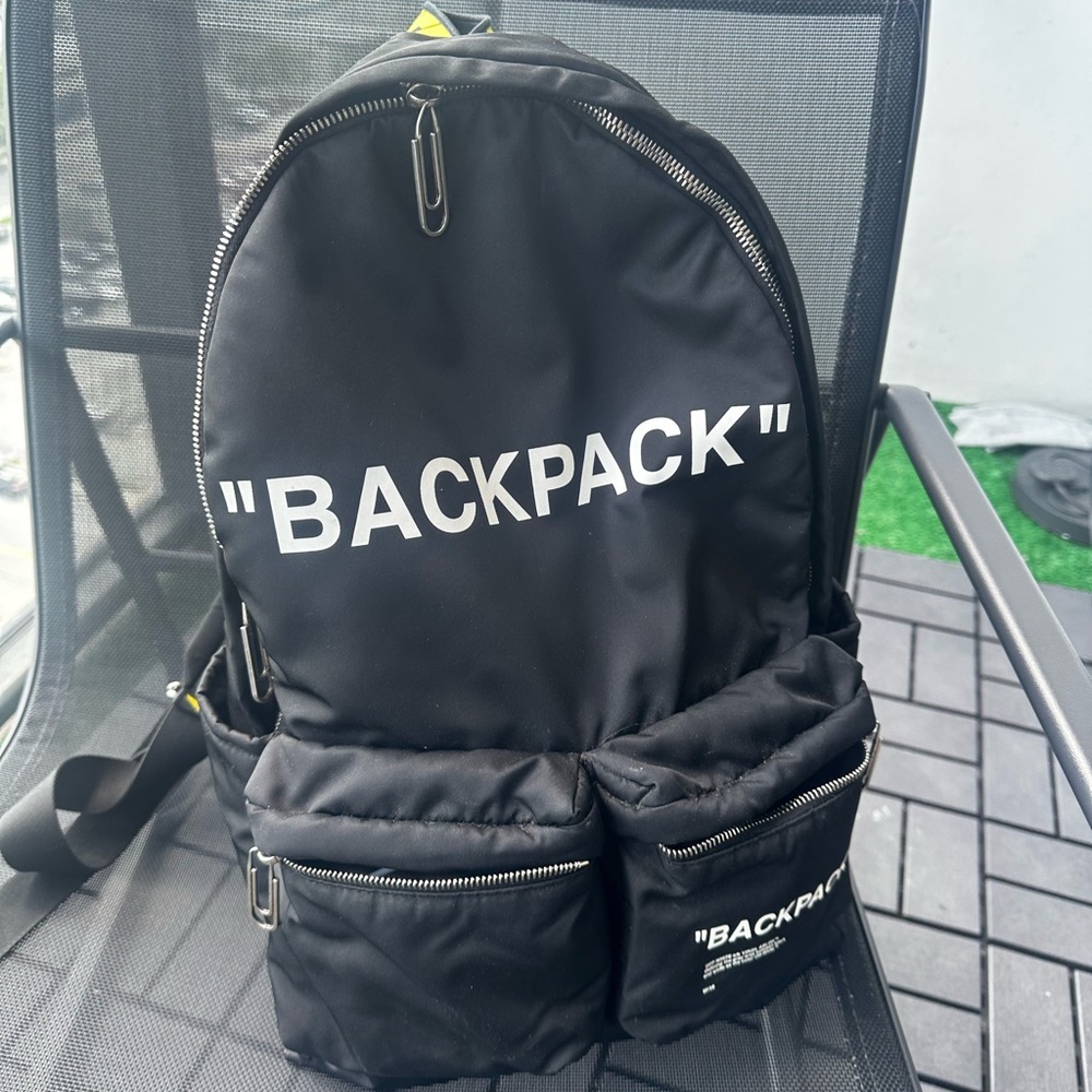 Off-White Black Backpack With White Lettering - image 1